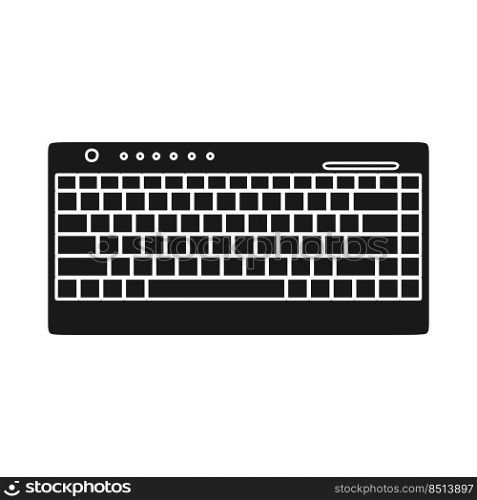 Computer keyboard technology vector illustration equipment solid black with key and button. Office computer keyboard device tool PC. Electronic modern object keypad isolated white icon.