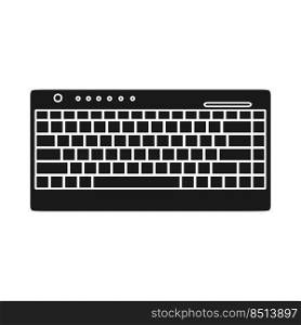 Computer keyboard technology vector illustration equipment solid black with key and button. Office computer keyboard device tool PC. Electronic modern object keypad isolated white icon.
