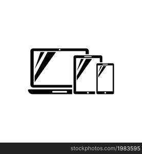 Computer Laptop, Tablet, Smartphone. Flat Vector Icon illustration. Simple black symbol on white background. Computer Laptop, Tablet, Smartphone sign design template for web and mobile UI element. Computer Laptop, Tablet, Smartphone Flat Vector Icon