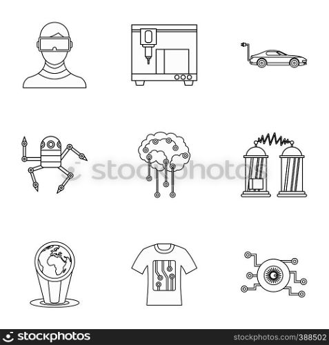 Computer latest devices icons set. Outline illustration of 9 computer latest devices vector icons for web. Computer latest devices icons set, outline style