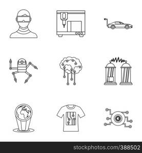 Computer latest devices icons set. Outline illustration of 9 computer latest devices vector icons for web. Computer latest devices icons set, outline style
