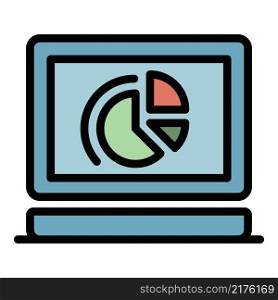 Computer loan chart icon. Outline computer loan chart vector icon color flat isolated. Computer loan chart icon color outline vector