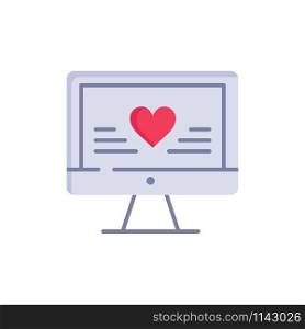 Computer, Love, Heart, Wedding Flat Color Icon. Vector icon banner Template