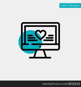 Computer, Love, Heart, Wedding turquoise highlight circle point Vector icon