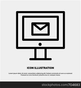 Computer, Mail, Chat, Service Line Icon Vector