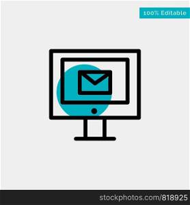 Computer, Mail, Chat, Service turquoise highlight circle point Vector icon