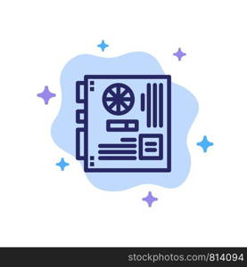 Computer, Main, Mainboard, Mother, Motherboard Blue Icon on Abstract Cloud Background