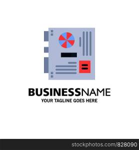 Computer, Main, Mainboard, Mother, Motherboard Business Logo Template. Flat Color