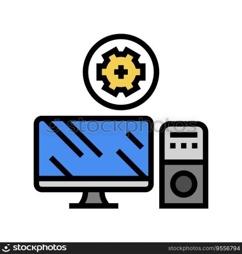 computer maintenance repair color icon vector. computer maintenance repair sign. isolated symbol illustration. computer maintenance repair color icon vector illustration