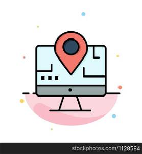 Computer, Map, Location, Education Abstract Flat Color Icon Template
