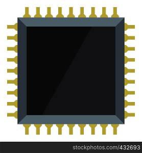 Computer microchip icon flat isolated on white background vector illustration. Computer microchip icon isolated