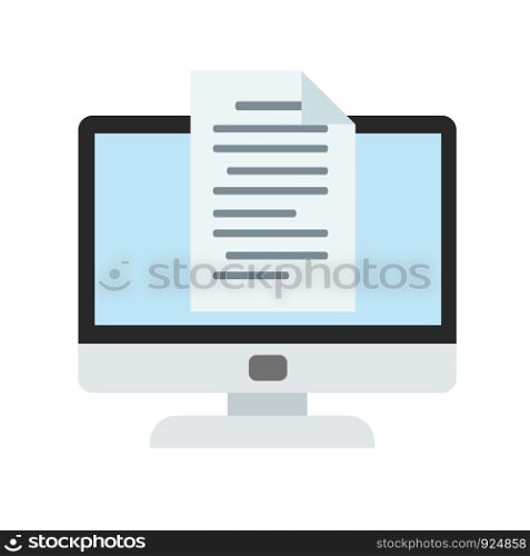 computer monitor and e-mail in cartoon style icon on white, stock vector illustration