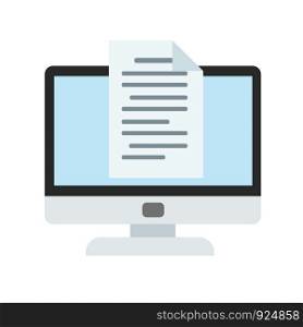 computer monitor and e-mail in cartoon style icon on white, stock vector illustration