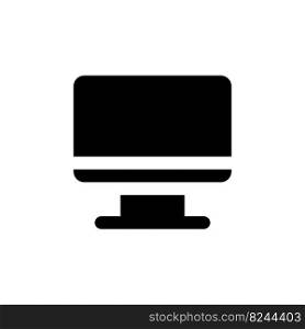 Computer monitor black glyph ui icon. Electronic equipment. Hardware device. User interface design. Silhouette symbol on white space. Solid pictogram for web, mobile. Isolated vector illustration. Computer monitor black glyph ui icon
