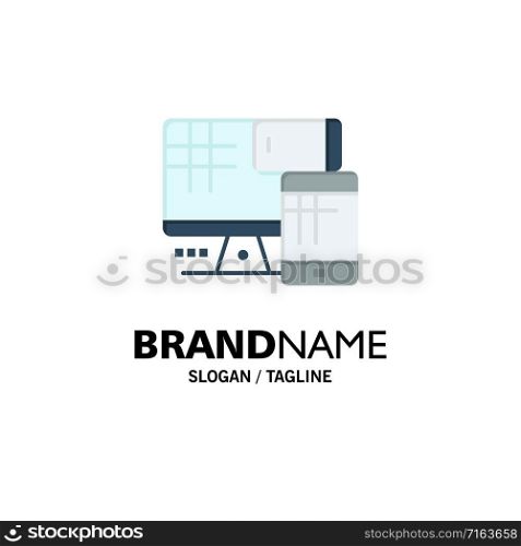 Computer, Monitor, Cell, Education Business Logo Template. Flat Color