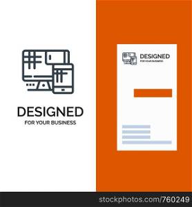 Computer, Monitor, Cell, Education Grey Logo Design and Business Card Template