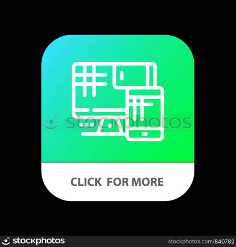 Computer, Monitor, Cell, Education Mobile App Button. Android and IOS Line Version