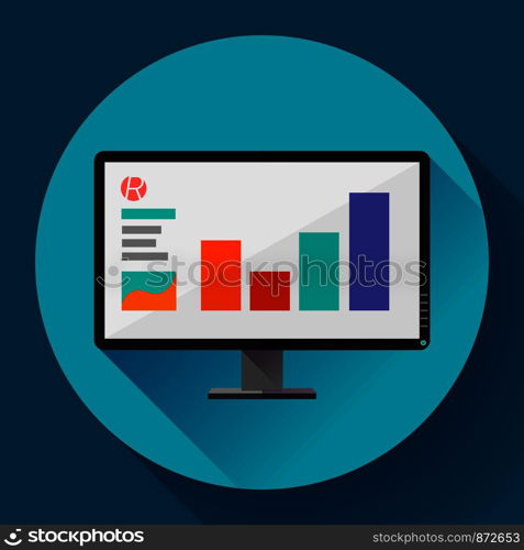Computer monitor display wide screen icon. Presentation icon. Flat design style.. Computer monitor display wide screen icon. Presentation. Flat design style.