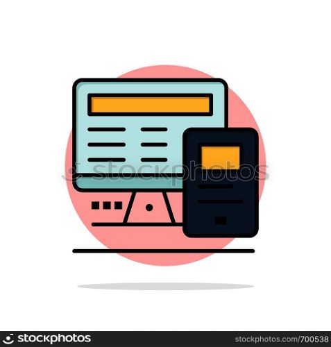 Computer, Monitor, Education, Calculate Abstract Circle Background Flat color Icon