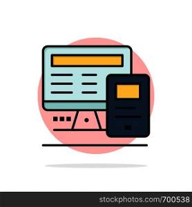 Computer, Monitor, Education, Calculate Abstract Circle Background Flat color Icon