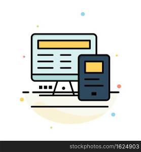 Computer, Monitor, Education, Calculate Abstract Flat Color Icon Template