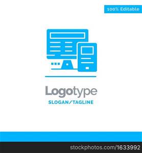 Computer, Monitor, Education, Calculate Blue Business Logo Template