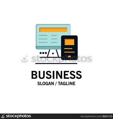 Computer, Monitor, Education, Calculate Business Logo Template. Flat Color