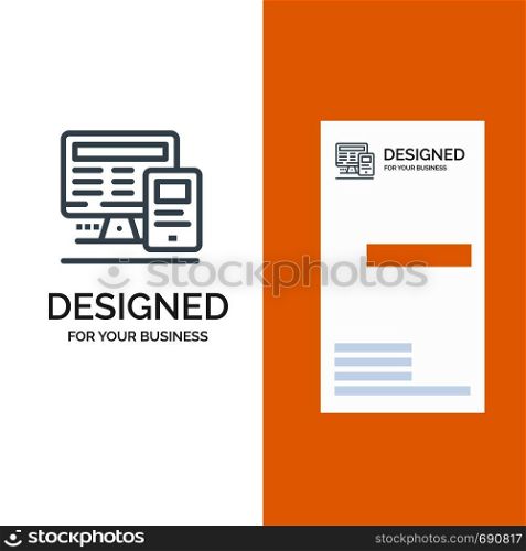 Computer, Monitor, Education, Calculate Grey Logo Design and Business Card Template