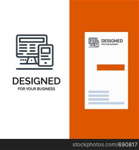 Computer, Monitor, Education, Calculate Grey Logo Design and Business Card Template