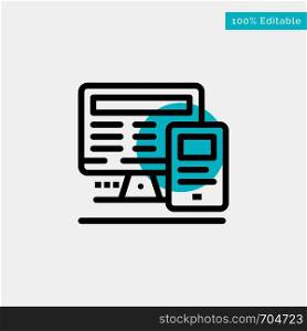 Computer, Monitor, Education, Calculate turquoise highlight circle point Vector icon