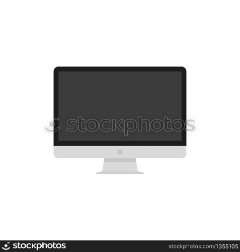 Computer monitor. Flat image with black computer isolated vector. Desktop interface.. Computer monitor. Flat image with black computer isolated vector.
