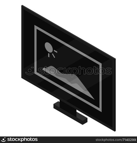 Computer monitor icon. Isometric of computer monitor vector icon for web design isolated on white background. Computer monitor icon, isometric style