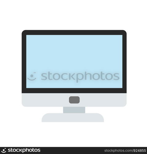 computer monitor in cartoon style icon on white, stock vector illustration