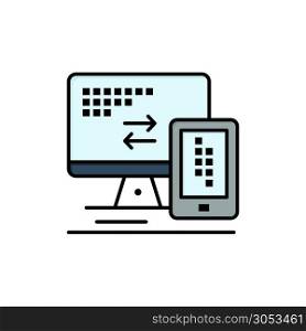 Computer, Monitor, Mobile, Cell Flat Color Icon. Vector icon banner Template