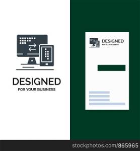 Computer, Monitor, Mobile, Cell Grey Logo Design and Business Card Template
