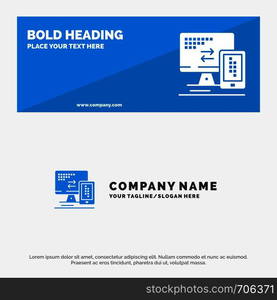 Computer, Monitor, Mobile, Cell SOlid Icon Website Banner and Business Logo Template