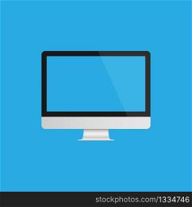 Computer monitor on a blue background. PC monitor Vector illustration EPS 10