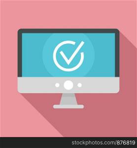 Computer monitor online vote icon. Flat illustration of computer monitor online vote vector icon for web design. Computer monitor online vote icon, flat style