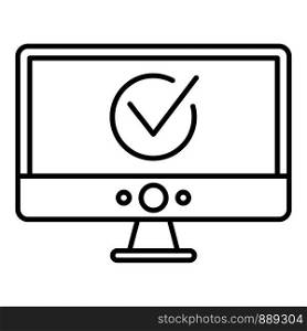 Computer monitor online vote icon. Outline computer monitor online vote vector icon for web design isolated on white background. Computer monitor online vote icon, outline style
