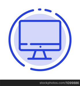 Computer, Monitor, Screen, Hardware Blue Dotted Line Line Icon