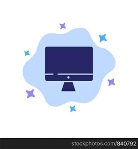 Computer, Monitor, Screen, Hardware Blue Icon on Abstract Cloud Background