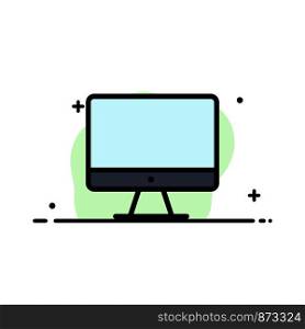 Computer, Monitor, Screen, Hardware Business Flat Line Filled Icon Vector Banner Template