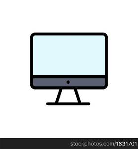 Computer, Monitor, Screen, Hardware  Flat Color Icon. Vector icon banner Template