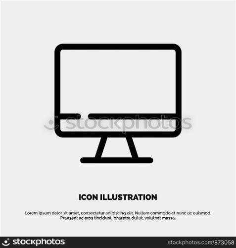 Computer, Monitor, Screen, Hardware Line Icon Vector