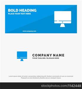 Computer, Monitor, Screen, Hardware SOlid Icon Website Banner and Business Logo Template