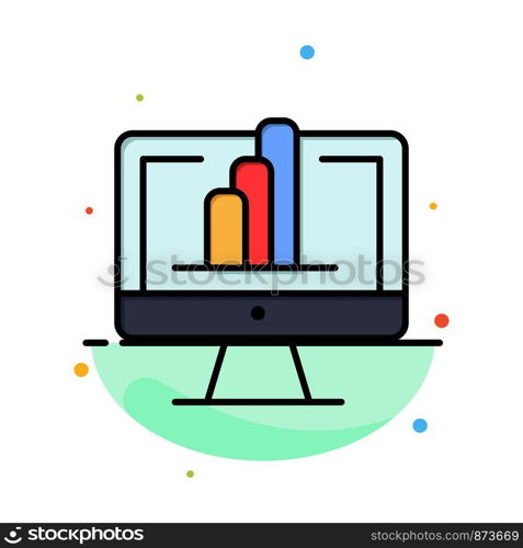 Computer, Monitor, Shirt, Graph Abstract Flat Color Icon Template