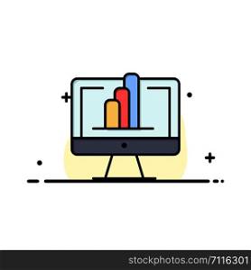 Computer, Monitor, Shirt, Graph Business Logo Template. Flat Color