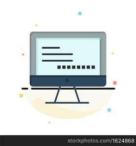 Computer, Monitor, Text, Education Abstract Flat Color Icon Template