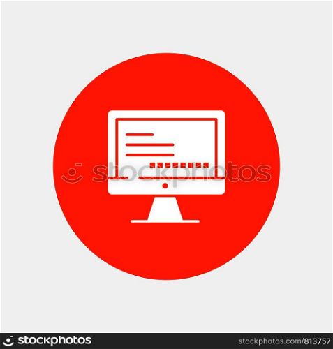 Computer, Monitor, Text, Education white glyph icon