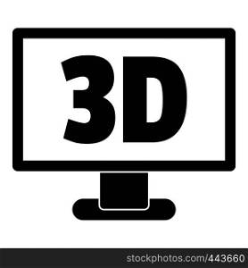 Computer monitor with 3d inscription icon in simple style isolated vector illustration. Computer monitor with 3d inscription icon simple